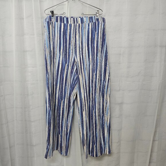 D & Co Blue Striped Beach Pants Wide Leg Boho 1XLT - Picture 9 of 9